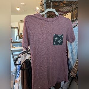 Essentials Crew Neck Burgundy Short Sleeve Pocket T Shirt Women's Size‎ S